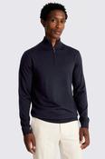 Maritime Blue Merino-Blend Zip-Neck Jumper image