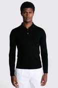 Black Merino-Blend Polo Shirt