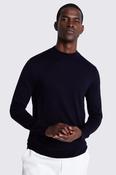Navy Merino-Blend Mock-Neck Jumper image