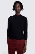 Black Merino-Blend Mock-Neck Jumper image