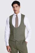Slim Fit Sage Herringbone Tweed Waistcoat  image