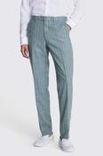 Italian Tailored Fit Green Stripe Trousers image