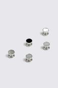 Reversible Silver Onyx &amp; Mother of Pearl Dress Studs