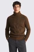Rust Cable Roll Neck Jumper image