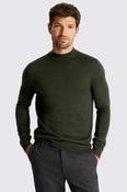 Khaki Merino Mock-Neck Jumper