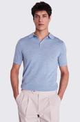 Teal Merino Knitted Polo Shirt image