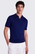 Blue Merino Knitted Polo Shirt image