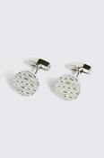 Silver Textured Round Cufflinks