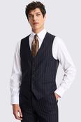 Italian Tailored Fit Navy Stripe Waistcoat image