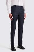 Italian Tailored Fit Navy Twill Linen Trousers image