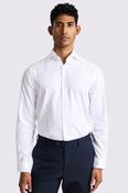 Slim Fit White Herringbone Cotton Shirt
