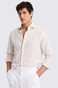 Camel Stripe Cotton &amp; Linen Shirt image