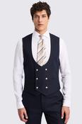 Slim Fit Navy Matte Linen Waistcoat  image