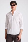White Seersucker Grandad Collar Shirt image