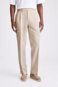 Neutral Wool Pleated Trousers image