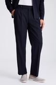 Navy Wool Pleated Trousers 