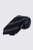 Italian Navy &amp; Brown Striped Cotton &amp; Silk Tie