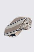 Italian Off White &amp; Navy Striped Silk Tie