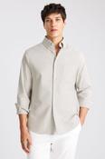 Light Taupe Washed Cotton Oxford Shirt image