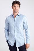 Slim Fit Blue Wide Stripe Non-Iron Shirt