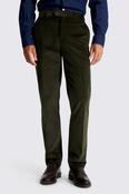 Tailored Fit Dark Green Corduroy Trousers 