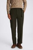 Dark Green Self Belt Trousers 