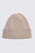 Taupe Melange Cashmere Blend Ribbed Beanie image