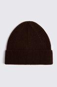 Brown Cashmere Blend Ribbed Beanie image