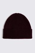 Burgundy Cashmere Blend Ribbed Beanie image