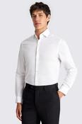 Slim Fit White Stretch Print Contrast Shirt  image