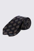 Navy Large Scale Medallion Silk &amp; Wool Tie