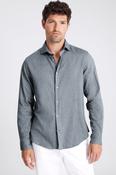 Blue Brushed Melange Cotton Shirt image