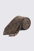 Italian Dark Neutral &amp; Brown Floral Silk &amp; Cotton Tie