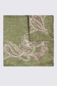 Bottinelli Olive &amp; Dusty Pink Silk Paisley Pocket Square image