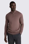 Mauve Merino Zip-Neck Jumper image