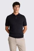 Navy Merino Knitted Polo Shirt image