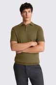 Olive Merino Knitted Polo Shirt image