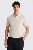Oatmeal Linen-blend Skipper Polo Shirt image