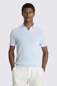 Light Blue Linen-blend Skipper Polo Shirt image