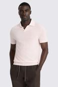Pink Linen-blend Skipper Polo Shirt