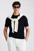  Black Linen Blend Crew-Neck T-shirt image
