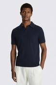 Navy Bouclé Skipper Polo Shirt image