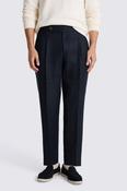 Navy Linen Pleated Trousers image