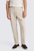 Neutral Delave Linen Pleated Trouser