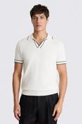 Off White Contrast Placket Cotton Skipper Polo Shirt image