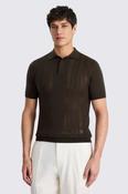 Brown Pointelle Polo Shirt image