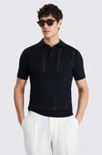 Navy Pointelle Polo Shirt image