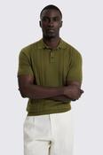 Olive Pointelle Polo Shirt image