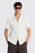 Off White Cotton-blend Knitted Cuban Collar Shirt image