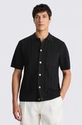 Black Chevron Pointelle Cotton-blend Knitted Shirt image